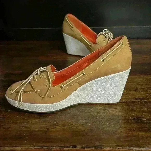 Timberland Women Leather Skipher Mule Like New 3”Wedge With‎ Classic Logo Sz 8 - Picture 4 of 12